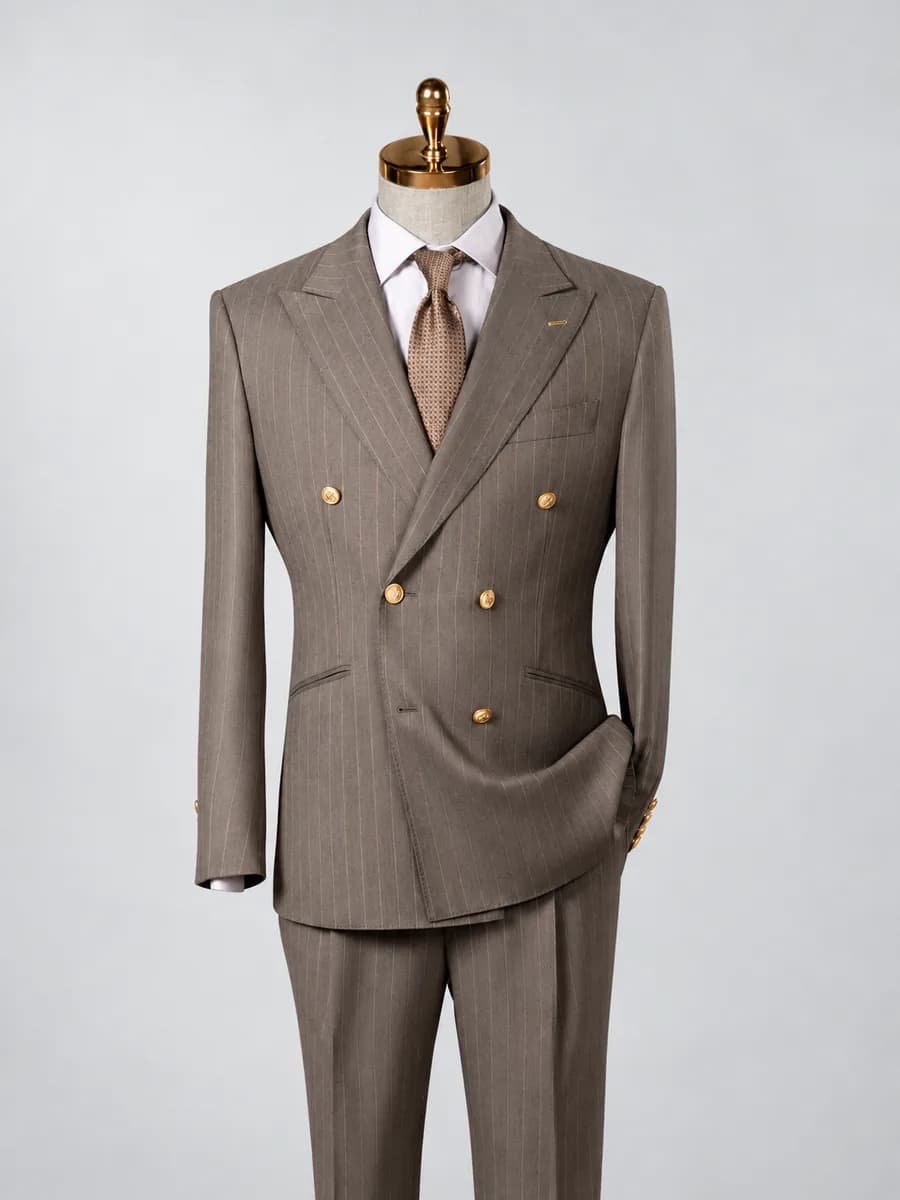 Brown Striped Two-Piece Suit