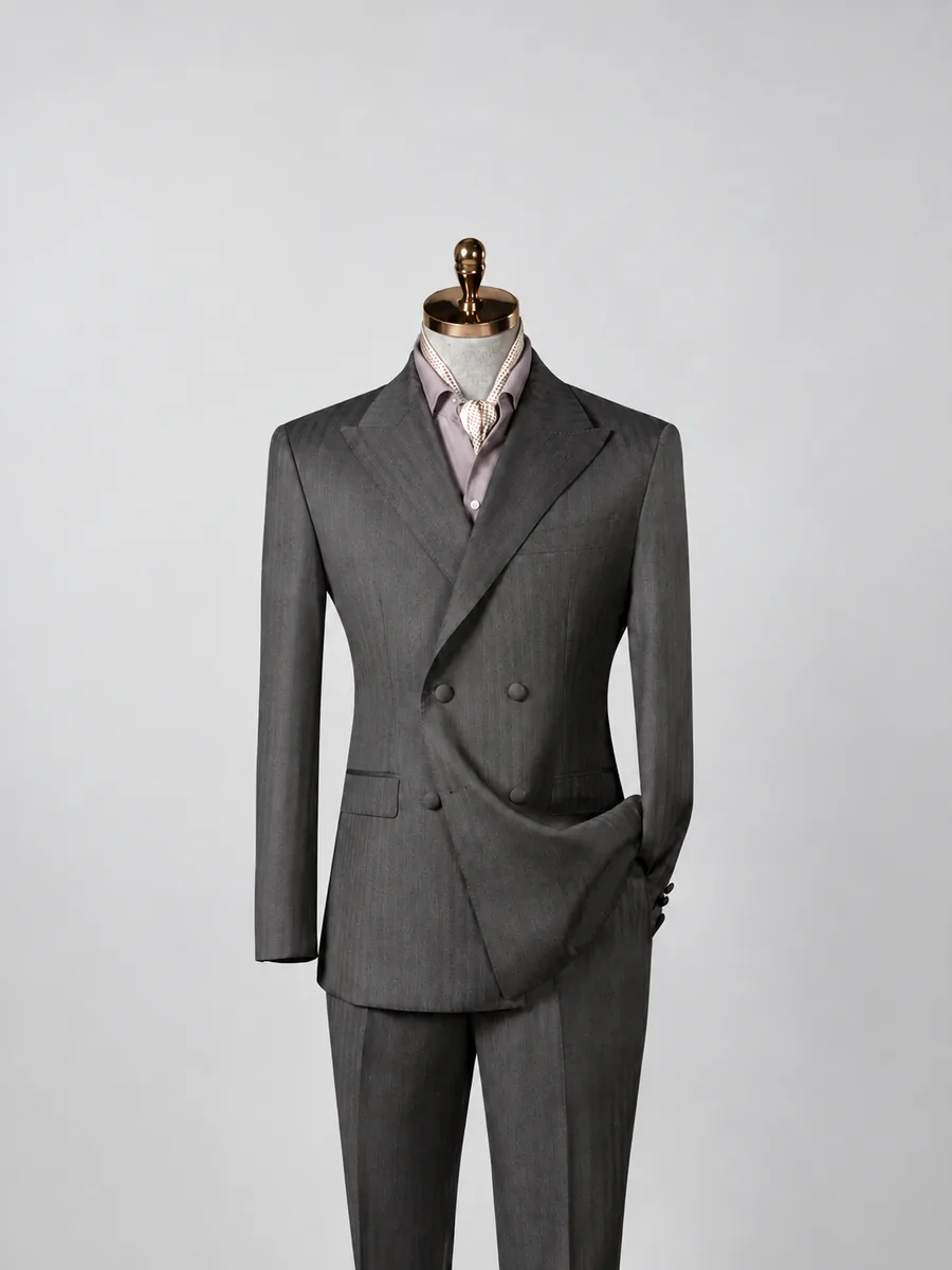 Grey Striped Two-Piece Suit