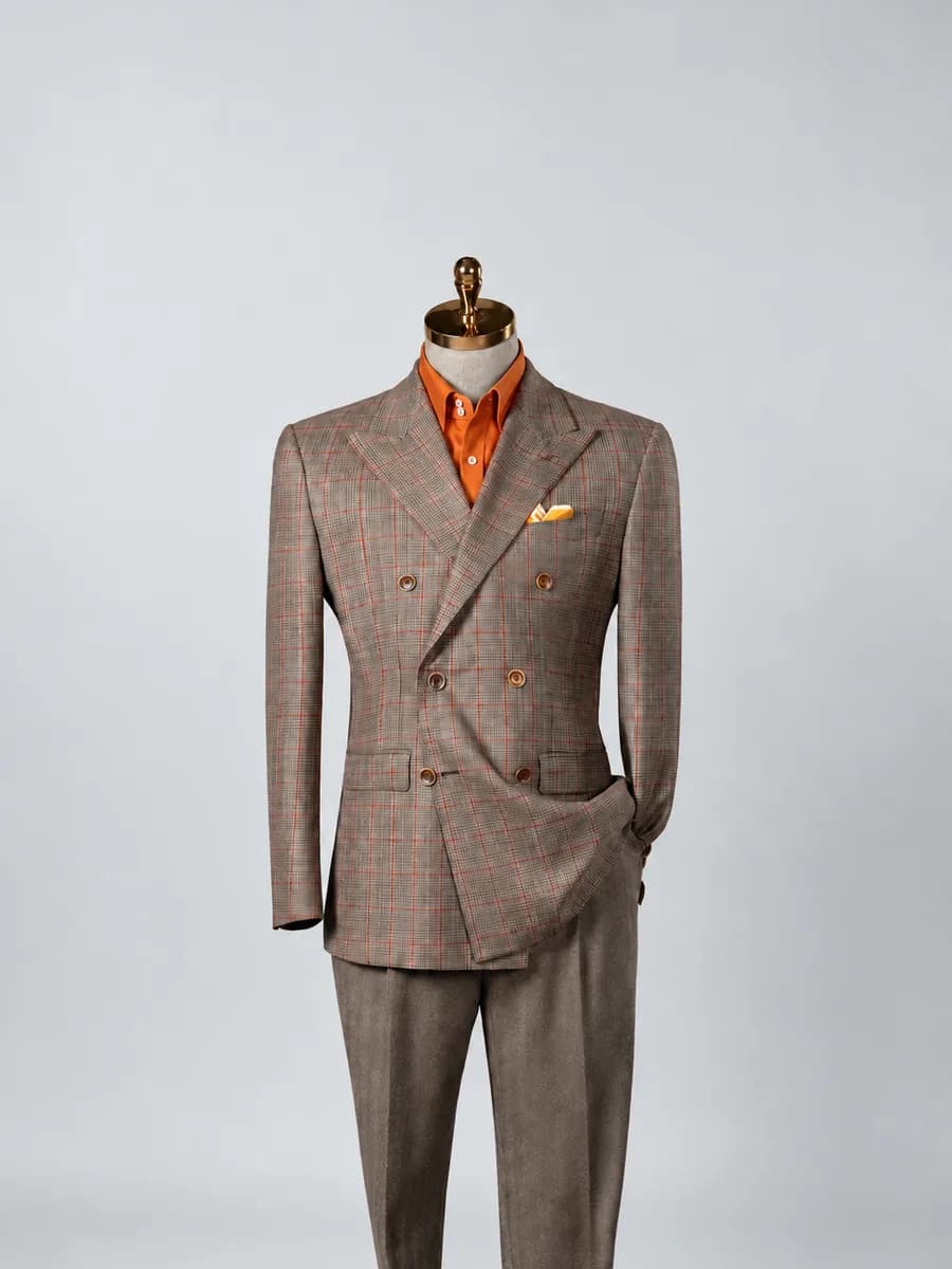 Brown Checked Two-Piece Suit