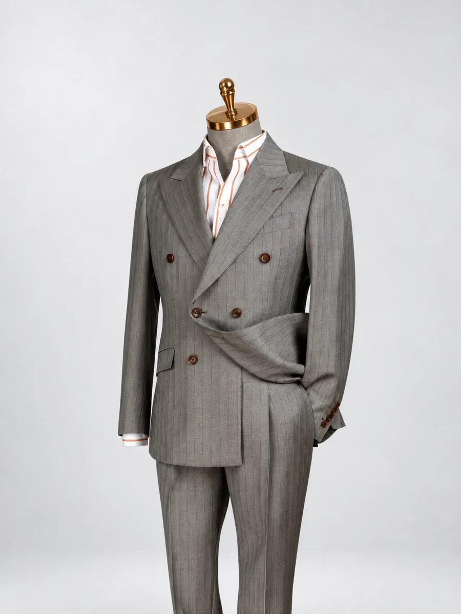 Grey Striped Two-Piece Suit