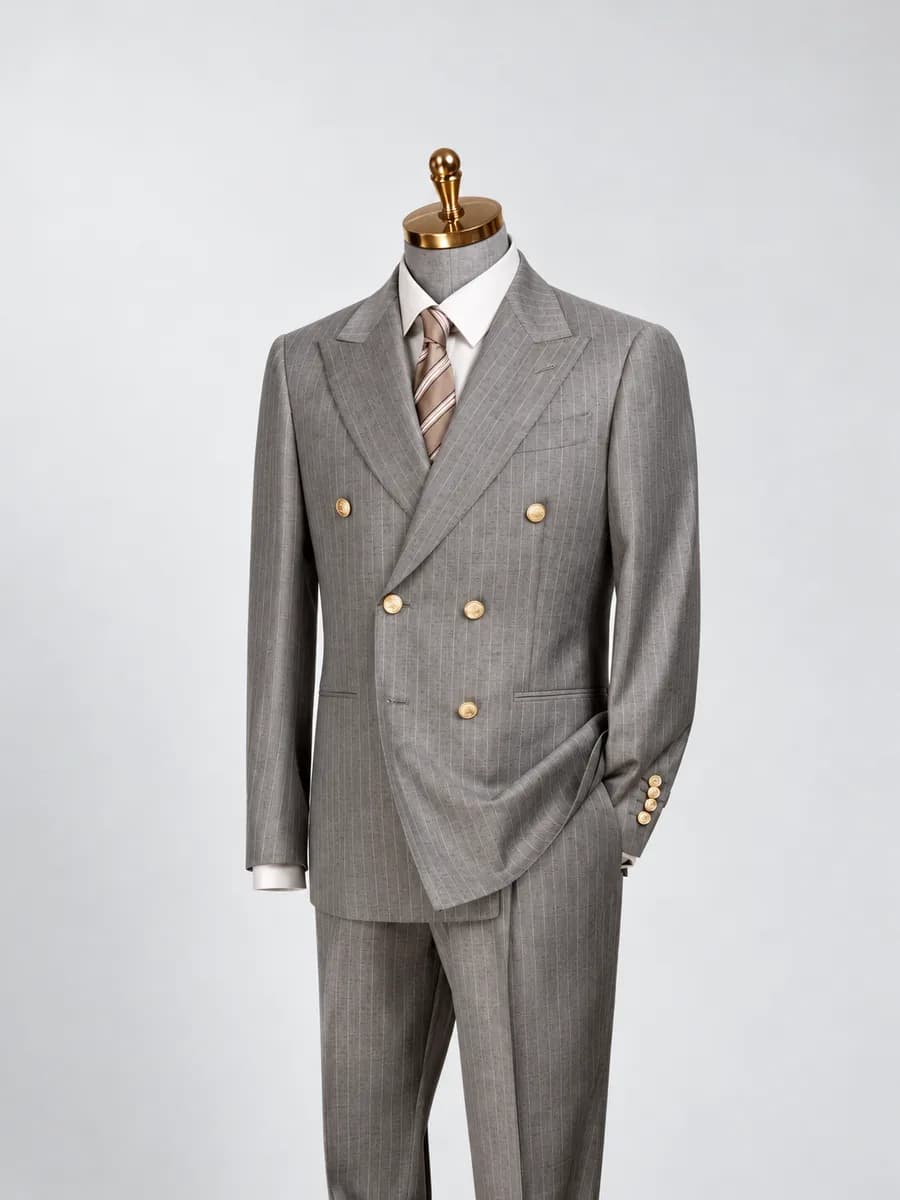 Grey Striped Two-Piece Suit