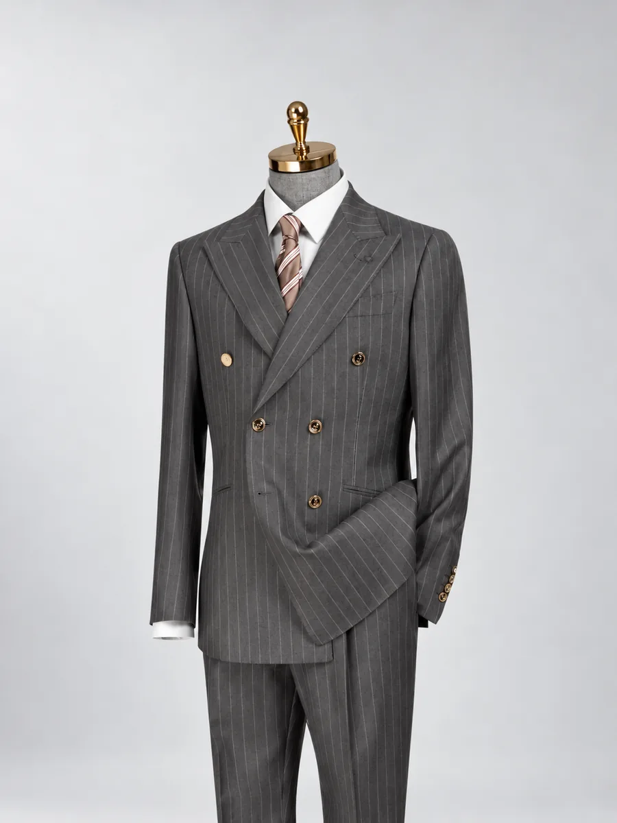 Grey Striped Two-Piece Suit