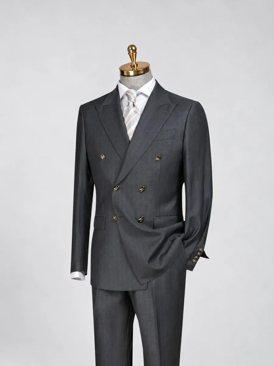 Navy Striped Two-Piece Suit