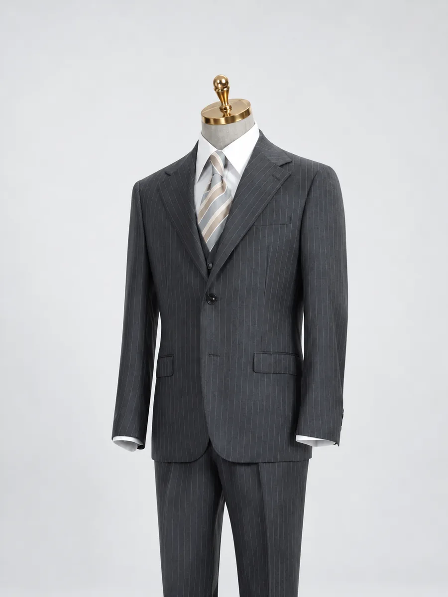 Grey Striped Two-Piece Suit