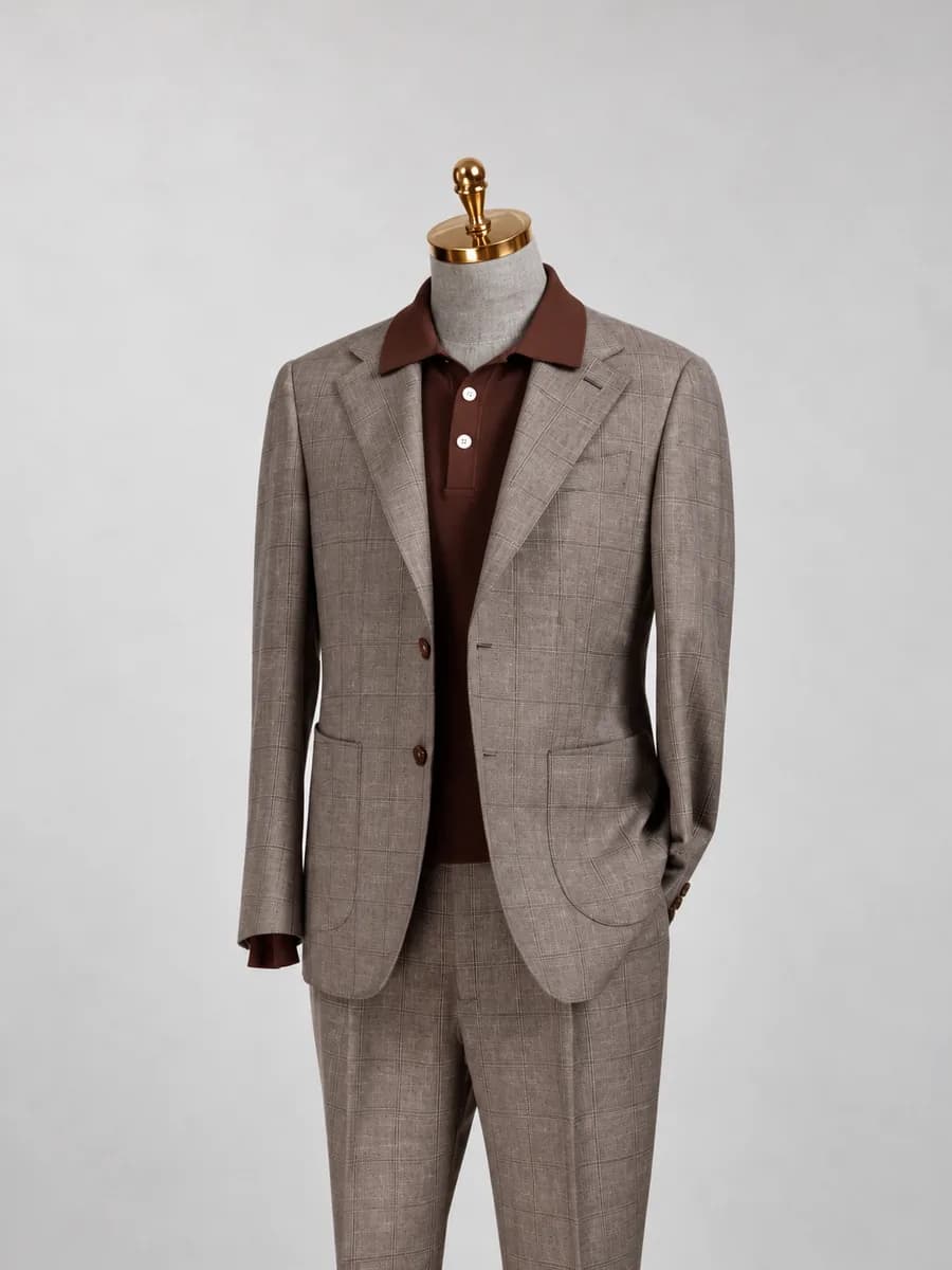 Brown Checked Two-Piece Suit