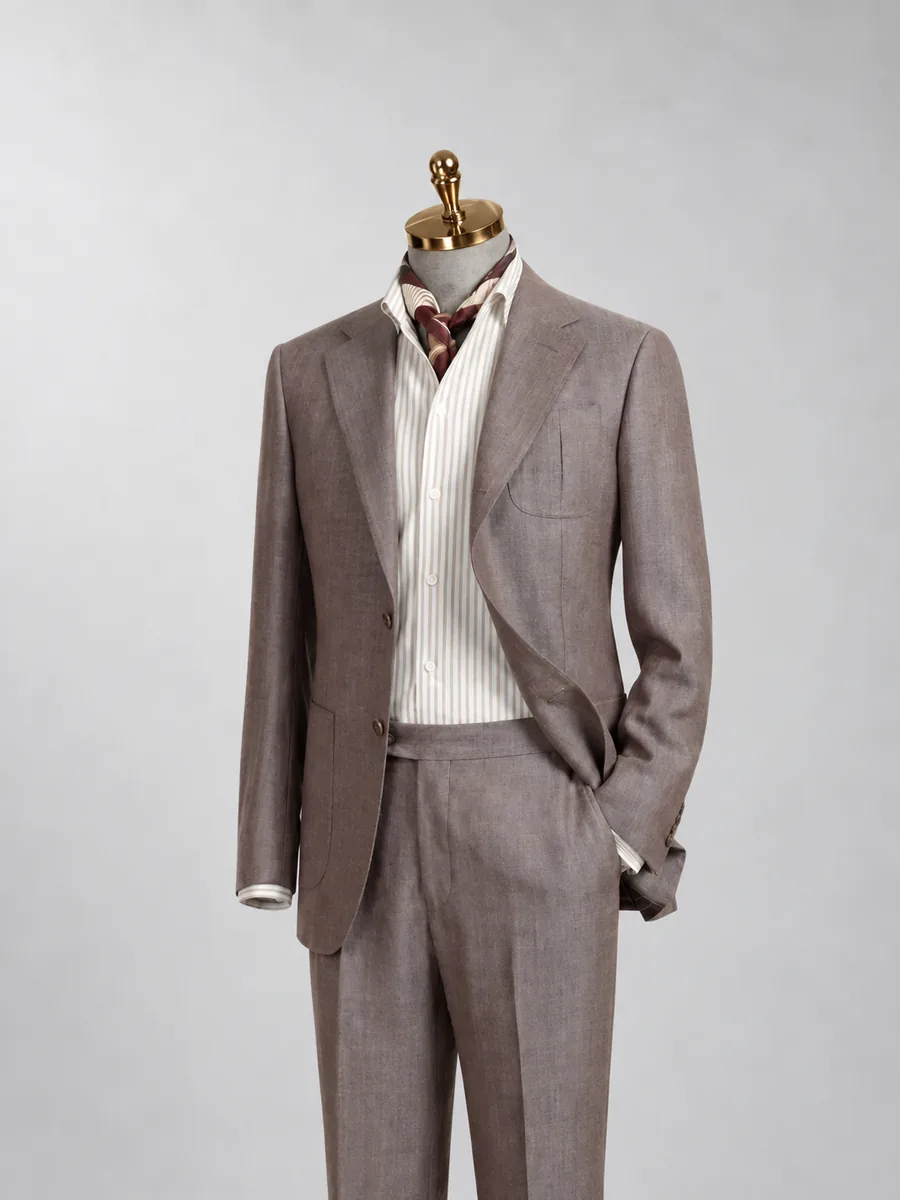 Mauve Textured Two-Piece Suit