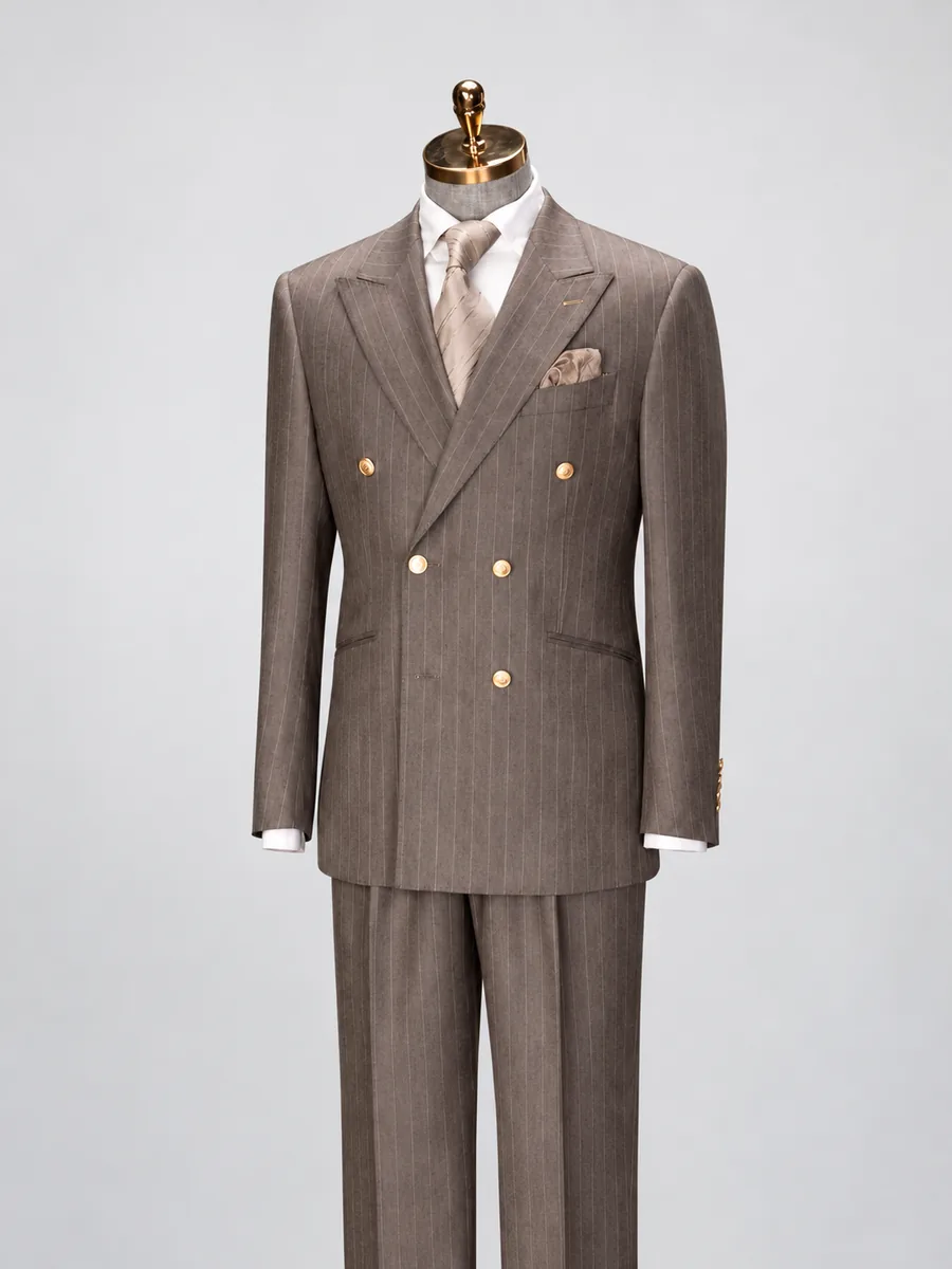Brown Striped Two-Piece Suit